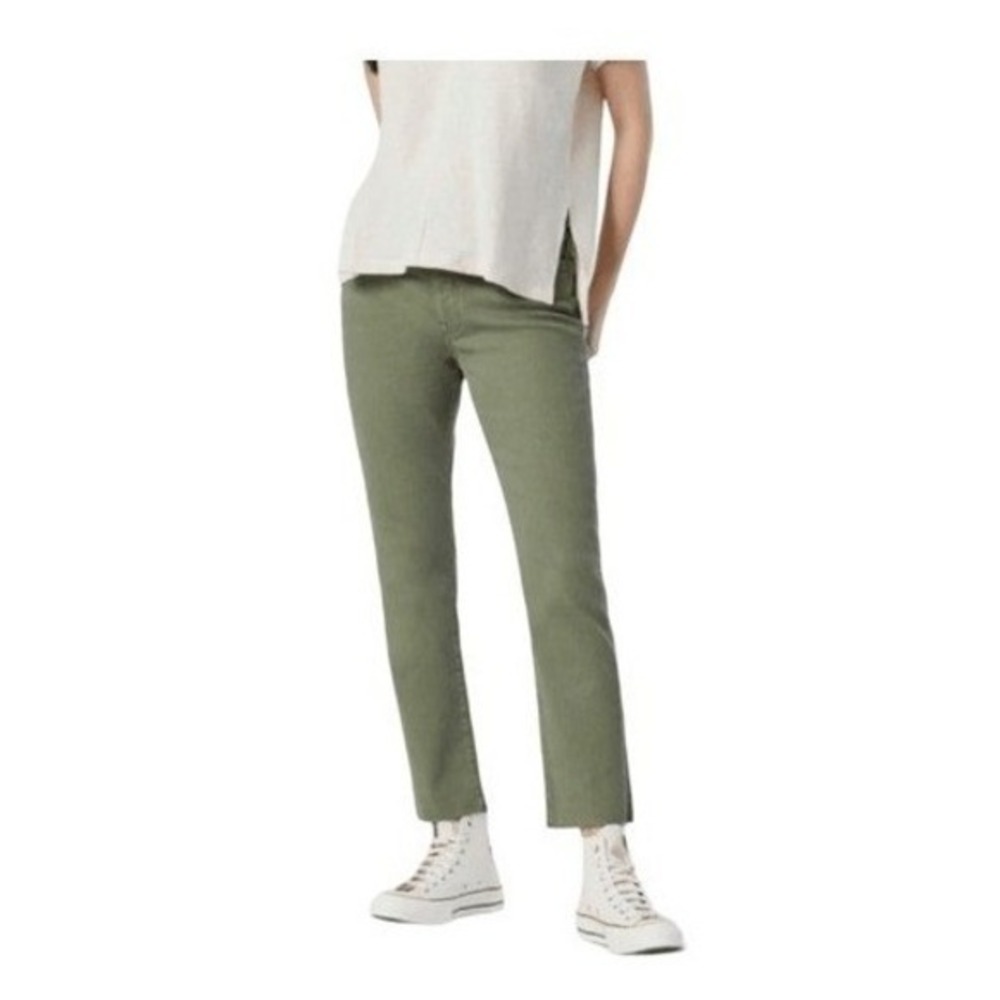 Mavi Jeans Olive Green Adrianna Ankle Straight Leg Pants Denim Distressed Stretc